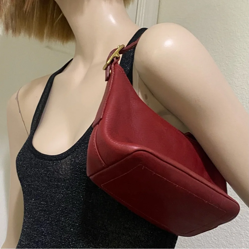 Vintage Y2K COACH 9844 Legacy West Demi Burgundy Red Leather Hobo Mini Bag - Picture 9 of 16